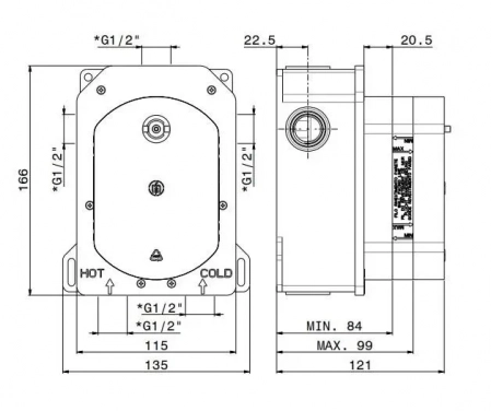 Универсальная внутренняя часть для термостатического смесителя на три потока для душа
