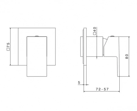 Встроенный однорычажный смеситель FUTURA для душа на один поток, хром