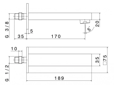 Настенный излив FUTURA, матовый черный