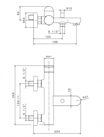 Смеситель для ванны OLE настенный, матовый черный