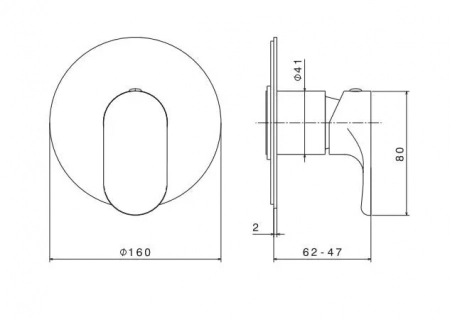 Встроенный однорычажный смеситель OLE для душа на один поток, матовый черный