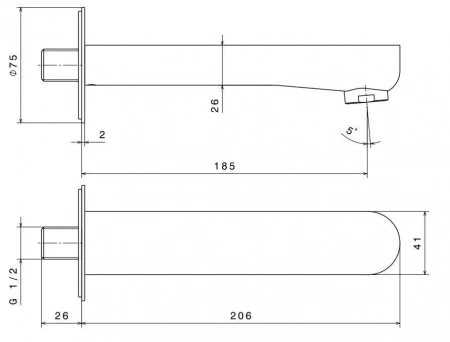 Настенный излив OLE, матовый черный