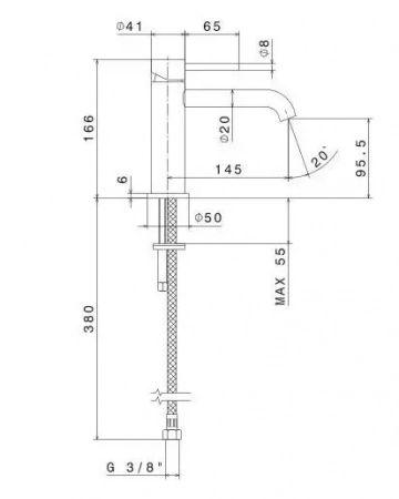 Смеситель для раковины ETERNA, без донного клапана, нержавеющая сталь