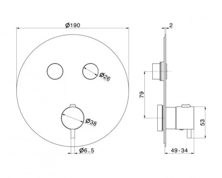 Встраиваемый термостатический смеситель для душа ETERNA, нержавеющая сталь