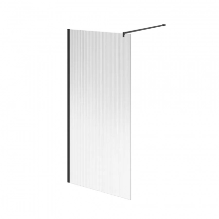 Душевая перегородка CRISTALLO с рифленым стеклом, 100х210, матовый черный