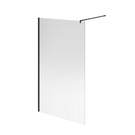 Душевая перегородка CRISTALLO с рифленым стеклом, 120х210, матовый черный