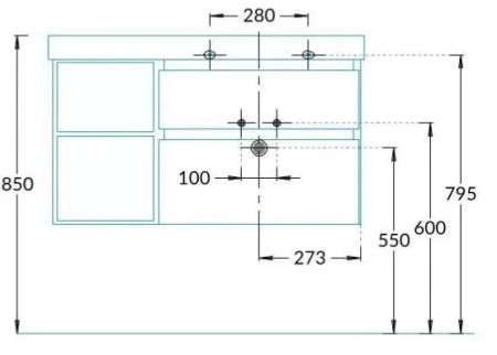 Тумба CUBO правая подвесная с ящиками 90, мальва матовая-древесная