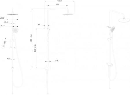 Душевая колонна круглая FONTE на 2 потока без смесителя, хром