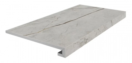 Ступень клееная фронтальная Ифран серый светлый матовый обрезной 33x60x0,9