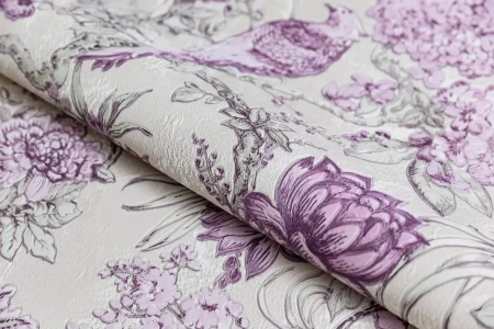 Обои виниловые Азулежу мотив, бежево-фиолетовый