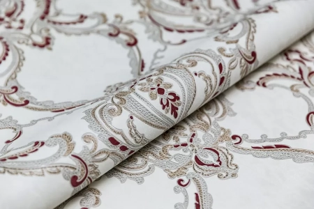 Обои виниловые на флизелиновой основе Ориент мотив, белый красный