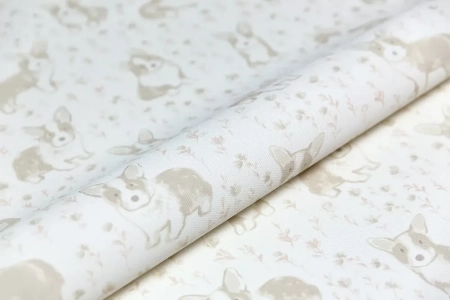 Обои виниловые на флизелиновой основе Уик-энд мотив, бежевый корги