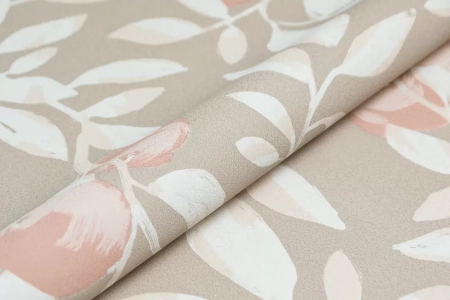 Обои виниловые на флизелиновой основе Шафран мотив, бежевый, апельсины