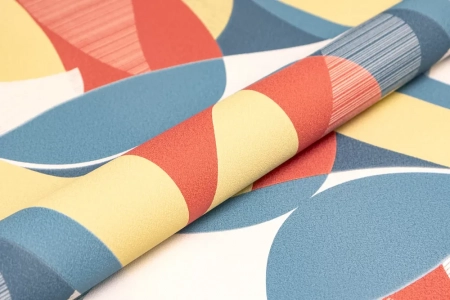 Обои виниловые на флизелиновой основе Шафран мотив, разноцветный синий