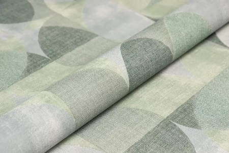 Обои виниловые на флизелиновой основе Шафран мотив, зелёный, круги