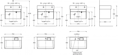 Тумба LOGICA подвесная 2 ящика 70 см, песчаный