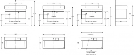 Тумба LOGICA подвесная 2 ящика 90 см, белоснежный