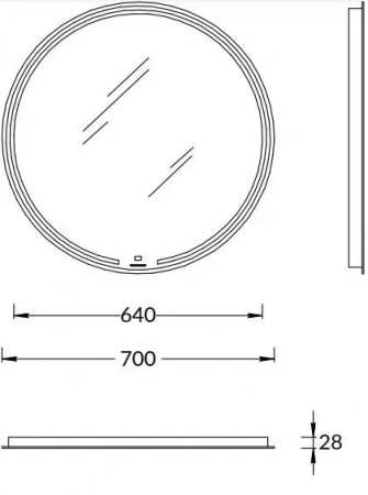Зеркало MIO круглое с диммером 70, белое
