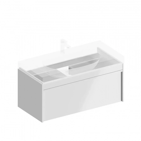 Тумба MODULA подвесная 100 с ящиком 1+1, белая глянцевая