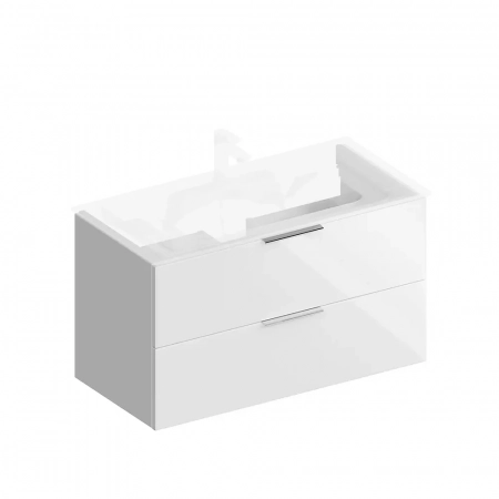 Тумба PIANO Forte подвесная 95 см, 2 ящика, белый глянцевый