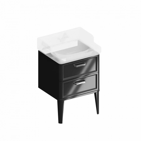 Тумба POMPEI напольная с 2 ящиками 60, черная глянцевая
