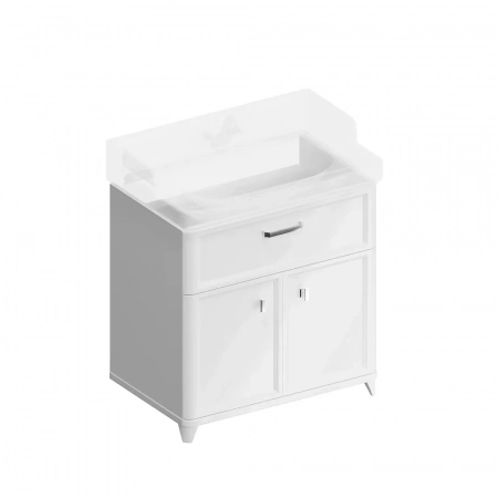 Тумба POMPEI напольная с ящиком и дверцами 80, белая глянцевая