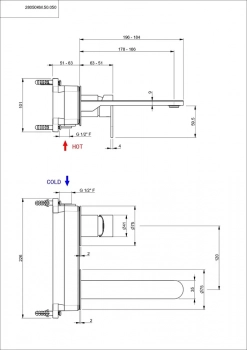 Смеситель для раковины SIARA настенный, с внутренней частью, нержавеющая сталь
