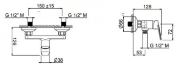 Смеситель для душа NOTA настенный, без лейки, хром