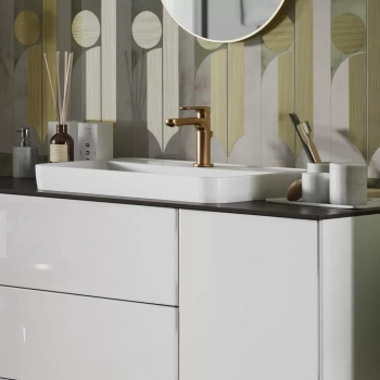 Смеситель для раковины OLE однорычажный без донного клапана 3/8, золотой атласный