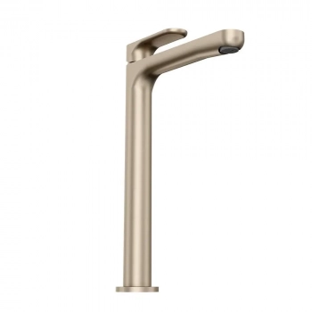 Смеситель для раковины OLE однорычажный высокий без донного клапана, золотой атласный