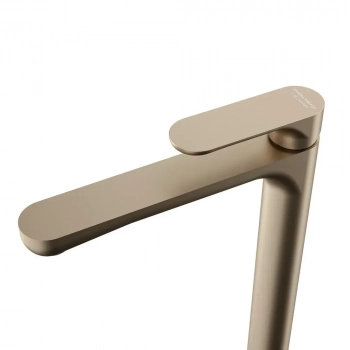 Смеситель для раковины OLE однорычажный высокий без донного клапана, золотой атласный