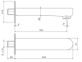 Настенный излив OLE, золотой атласный