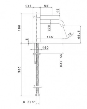 Смеситель для раковины ETERNA, без донного клапана, нержавеющая сталь