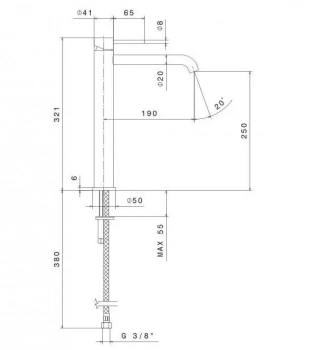 Смеситель для раковины ETERNA, высокий, без донного клапана, брашированная медь