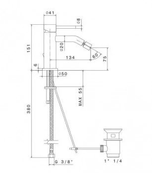 Смеситель для биде ETERNA с донным клапаном, брашированная медь