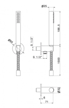 Ручной душ ETERNA с держателем для лейки, шлангом и выходом для подачи воды, брашированная медь, pvd