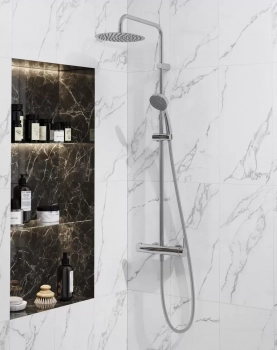 Душевая колонна NOTA на 2 потока с механическим смесителем с ручным душем на 5 режимов, хром