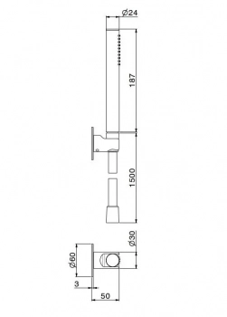 Ручной душ OLE с держателем для лейки и шлангом, без вывода для подачи воды, матовый черный
