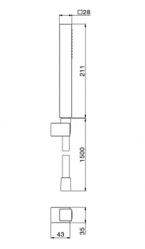 Ручной душ FUTURA с держателем для лейки и шлангом, без вывода для подачи воды, хром