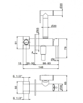 Смеситель с гигиеническим душем встроенного монтажа, матовый черный