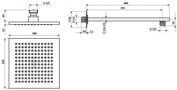 Круглая душевая лейка 200*200 Fioretto