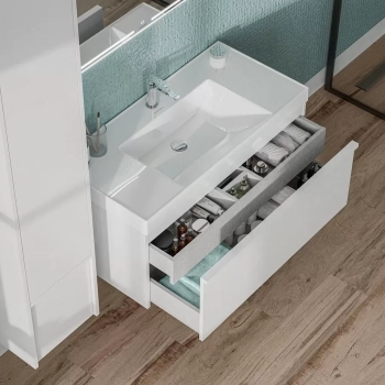 Раковина BUONGIORNO подвесная\мебельная 100, белая глянцевая