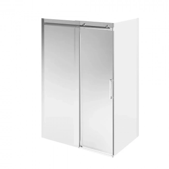 Душевая дверь CRISTALLO, раздвижная с функцией soft close, 140х210, брашированный никель, упаковка 1/2