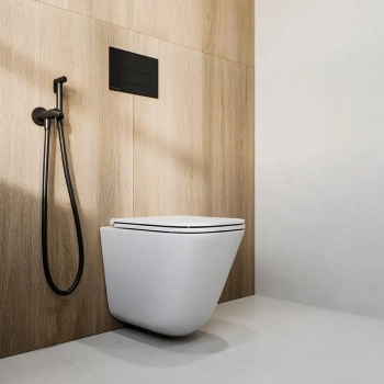 Унитаз CUBO Tornado подвесной, с системой смыва торнадо с крепежом и сиденьем, белый глянцевый