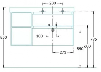 Тумба CUBO правая подвесная с ящиками 90, мальва матовая-древесная