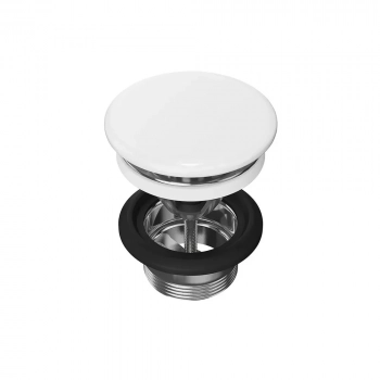 Донный клапан клик-клак с керамической крышкой, белый глянцевый