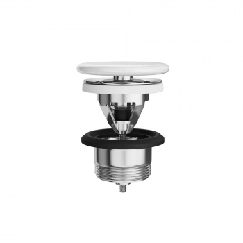 Донный клапан клик-клак с керамической крышкой, белый глянцевый