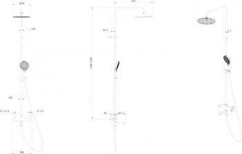 Душевая колонна FONTE на 3 потока с поворотным изливом и механическим смесителем, хром