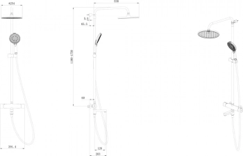 Душевая колонна FONTE на 3 потока с поворотным изливом с термостатически смесителем, хром