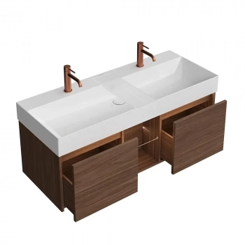 Тумба GRANDE подвесная 120, 2 ящика + открытая зона, структурированный орех